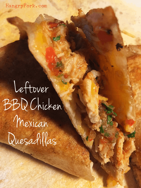 Leftover BBQ Chicken Mexican Quesadillas