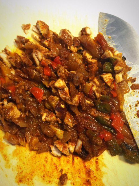 Leftover Chicken Fajitas Diced