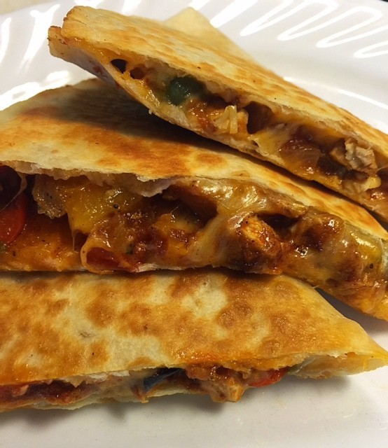 Leftover Chicken Fajitas Quesadilla