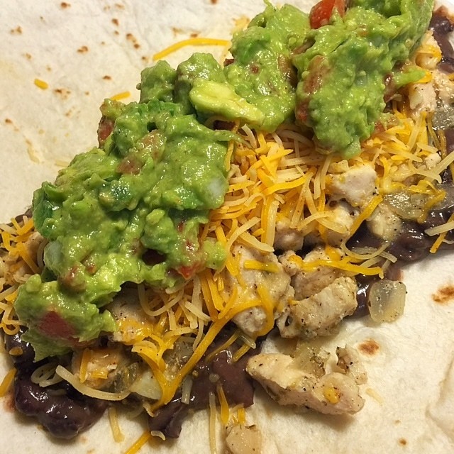 Black Bean Lime Chicken Guacamole Burritos