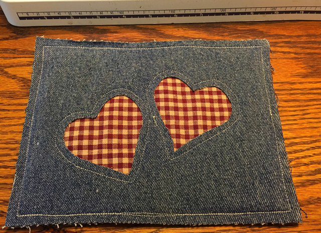 Homemade Potholder with Hearts