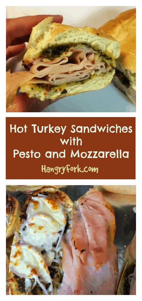 Hot Turkey Sandwiches with Pesto Mozzarella