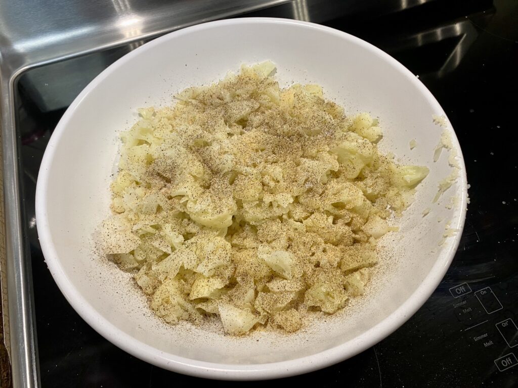 Seasoned Chopped Cooked Cauliflower