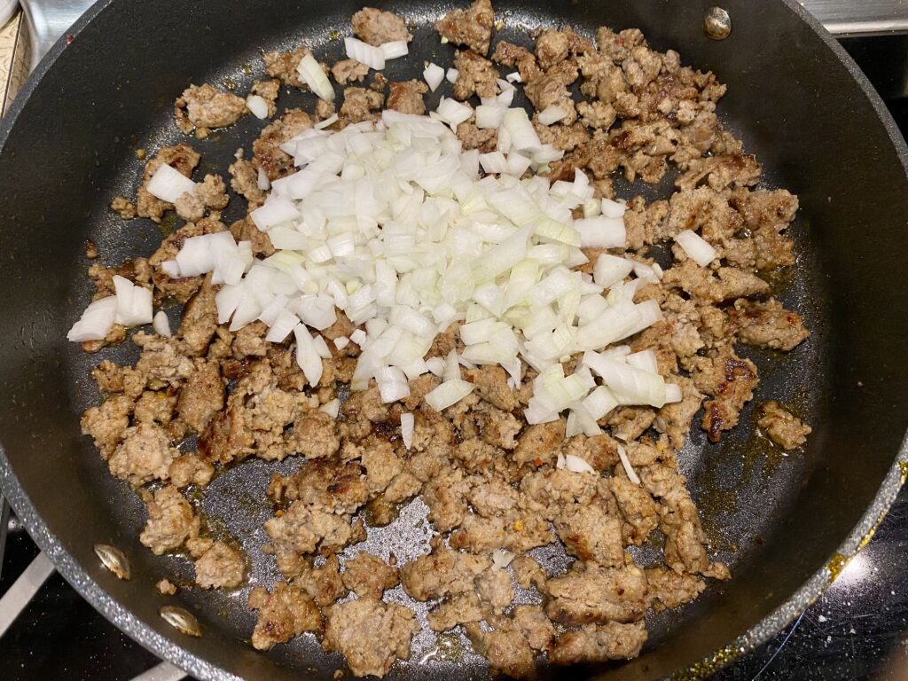 add chopped onion to sausage