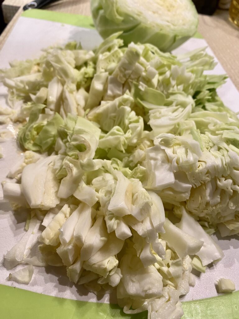 chop cabbage spaghetti