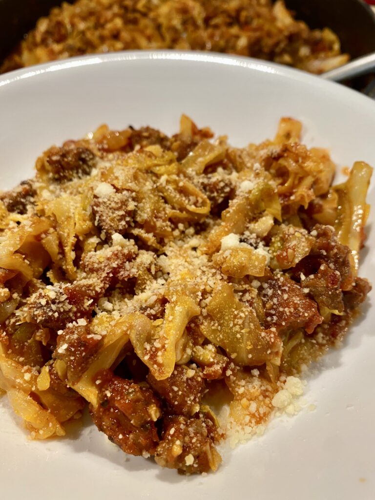 Keto Spaghetti Meat Sauce with Linguica