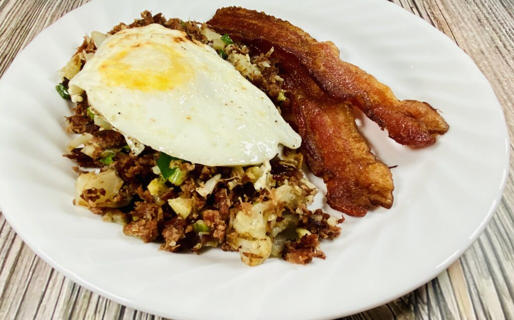 Low Carb Corned Beef Hash With Bacon