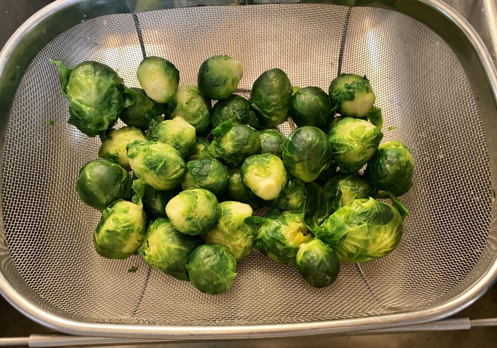 drain parboiled brussel sprouts