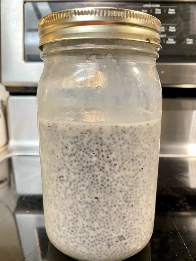 Premium Photo  Chia seed milk pudding and dry seeds in glass jars