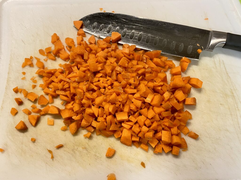 Minced Carrots for Keto Sausage Soup